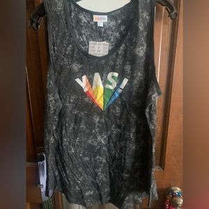 Black and Gray tie dye YAS! Tank from Lularoe